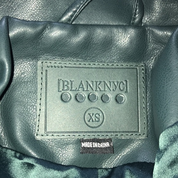BlankNYC High Collar Vegan Leather Sky Walker Hunter Green Moto Jacket XS - Picture 12 of 16